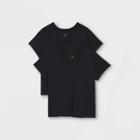Women's Plus Size Short Sleeve Scoop Neck Slim Fit 2pk Bundle T-shirt - A New Day Black/black