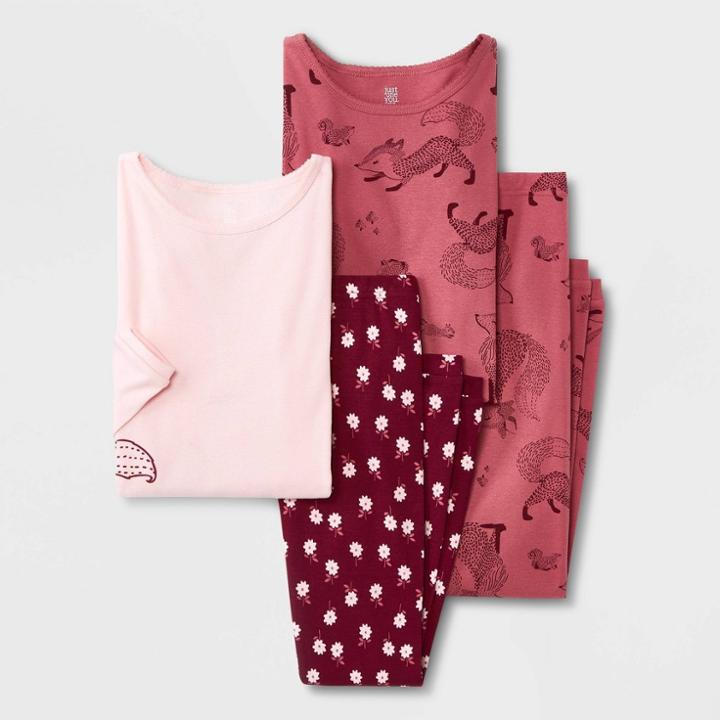 Carter's Just One You Girls' 4pc Squirrel 100% Cotton Pajama Set
