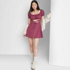 Women's Short Sleeve Cut Out Woven Fit & Flare Dress - Wild Fable Dark Mauve