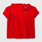 Girls' 3pc Short Sleeve Pique Uniform Polo Shirt - Cat & Jack Red