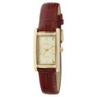 Target Peugeot Women's Gold Tone Rectangular Brown Leather