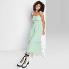 Women's Tie-strap Ruffle Hem Woven Dress - Wild Fable Sage Floral