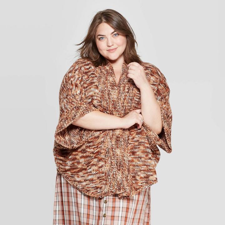 Petitewomen's Short Dolman Ruana Wrap Jacket - Universal Thread Brown One Size, Women's