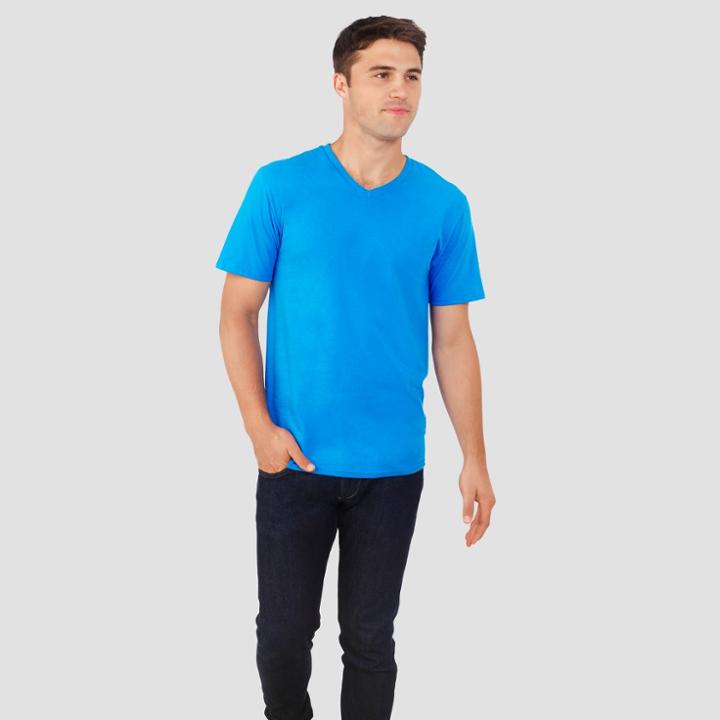 Fruit Of The Loom Select Men's Short Sleeve V-neck T-shirt - Blue