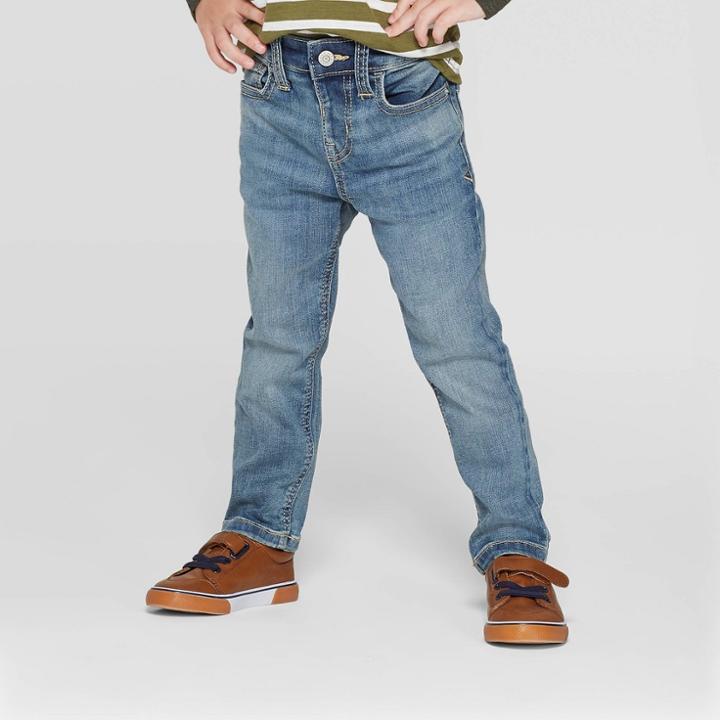 Toddler Boys' Cordura Tough Denim Skinny Jeans - Cat & Jack Blue 12m, Toddler Boy's