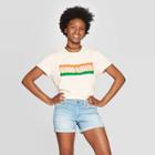 Women's Short Sleeve Good Vibes Graphic T-shirt - Mighty Fine (juniors') - Cream