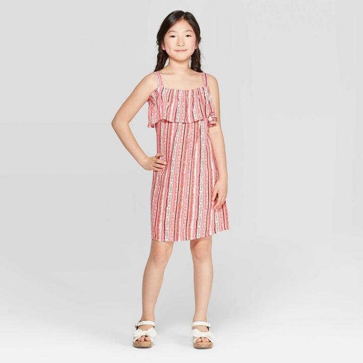 Girls' Off The Shoulder Button Front Dress - Art Class