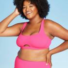 Women's Plus Size Ribbed Front Cut Out Bralette Bikini Top - Xhilaration Pink