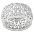 Journee Collection 1/4 Ct. T.w. Round-cut Cz Wide Band In Sterling Silver - Silver,