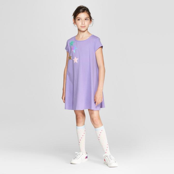 Girls' Star Flip Sequins Dress - Cat & Jack Violet