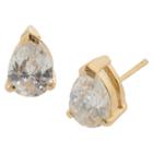 Target Gold Over Sterling Silver Pear Shape Cubic Zirconia Stud Earrings, Girl's, Bright Gold