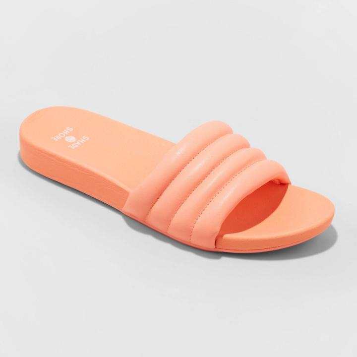 Women's Kendra Single Band Slide Sandals - Shade & Shore Coral Orange