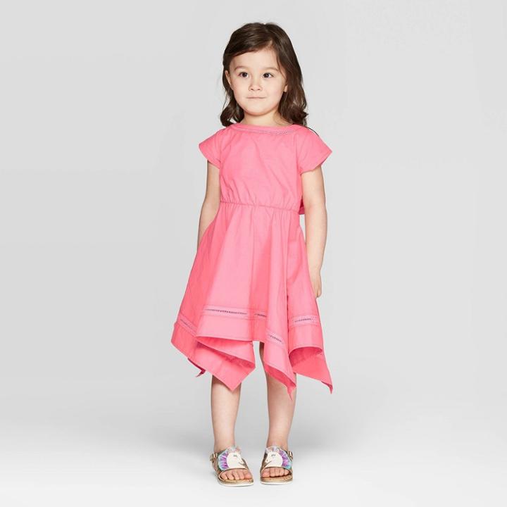 Mila And Emma Petitemila & Emma Toddler Girls' Short Sleeve Tie Waist Dress - Pink