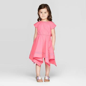 Mila And Emma Petitemila & Emma Toddler Girls' Short Sleeve Tie Waist Dress - Pink