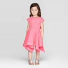 Mila And Emma Petitemila & Emma Toddler Girls' Short Sleeve Tie Waist Dress - Pink
