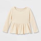 Grayson Collective Toddler Girls' Thermal Peplum Long Sleeve T-shirt - Cream