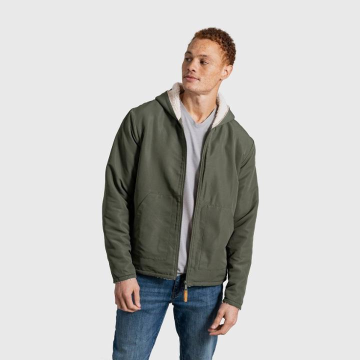 United By Blue Men's Recycled Reversible Sherpa Zip-up Jacket - Dark Olive