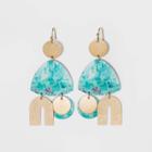 Solid And Patterned Geometric Sprayed Metal Charm Drop Earrings - Universal Thread Blue