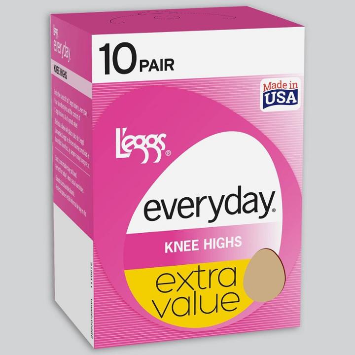 L'eggs Women's Everyday Knee High Reinforced Toe Stockings - One Size - 39900 - Nude,