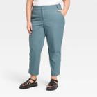 Women's Plus Size Mid-rise Slim Straight Fit Side Split Trousers - A New Day Blue