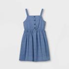 Girls' Button-front Chambray Sleeveless Woven Dress - Cat & Jack Blue