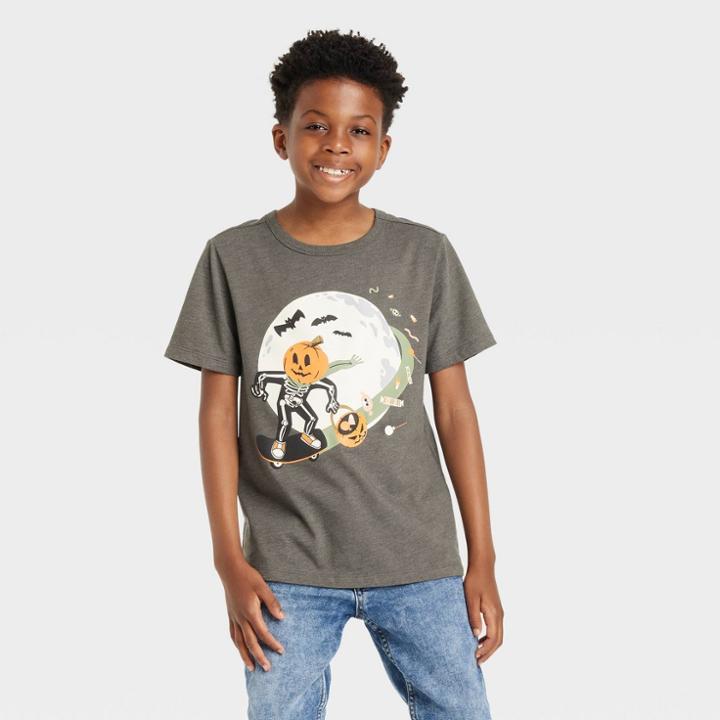 Plusboys' Halloween Short Sleeve Graphic T-shirt - Cat & Jack Gray
