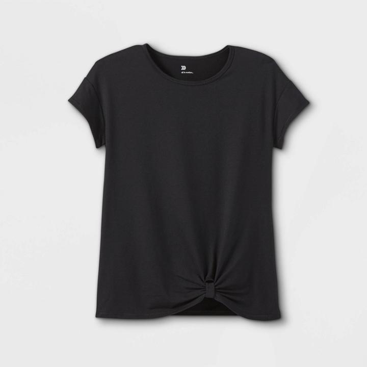 Girls' Short Sleeve Twist-front Gym T-shirt - All In Motion Black