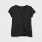 Girls' Short Sleeve Twist-front Gym T-shirt - All In Motion Black
