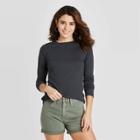 Women's Slim Fit Long Sleeve Crewneck Rib T-shirt - Universal Thread Hematite M, Women's,