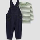 Carter's Just One You Baby Boys' Striped Denim Top & Bottom Set - Green Newborn