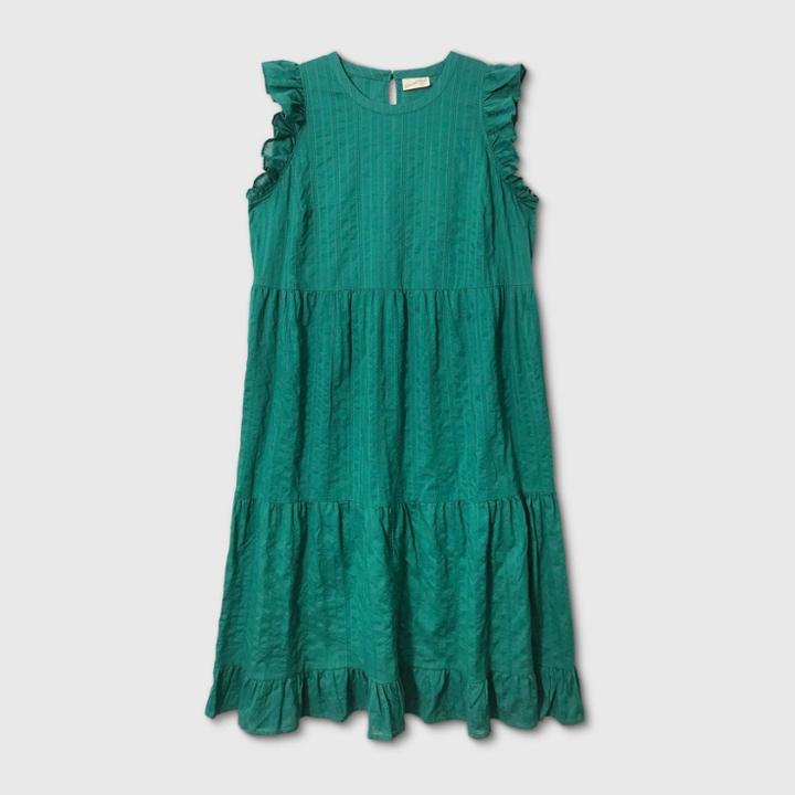 Women's Ruffle Sleeveless Tiered Dress - Universal Thread Green