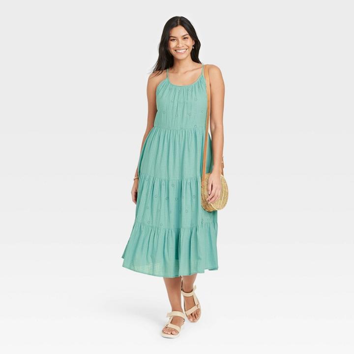 Women's Sleeveless Tiered Dress - Universal Thread Teal
