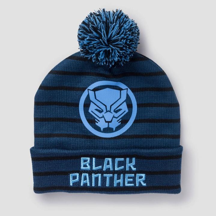 Boys' Marvel Black Panther Pom Beanie - Navy/electric Blue