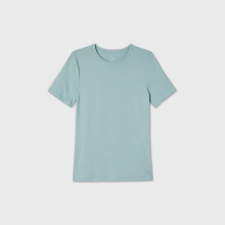 Women's Short Sleeve Fitted T-shirt - A New Day Teal