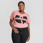 Live Nation Women's Plus Size Wu Tang Logo Short Sleeve Graphic T-shirt - Blush Peach