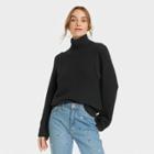Women's Mock Turtleneck Seam Front Pullover Sweater - Universal Thread Black