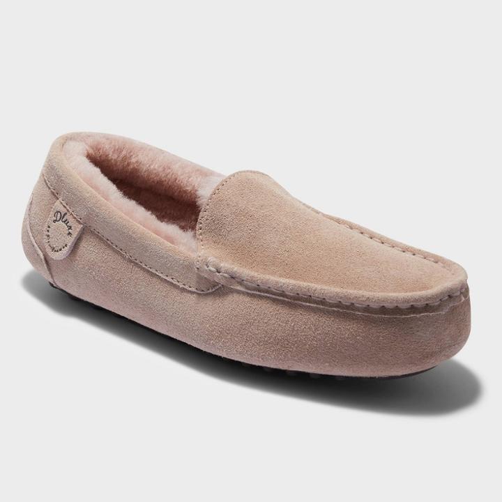 Women's Dluxe By Dearfoams Fernie Genuine Shearling Moccasin Slippers -