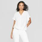 Women's Short Sleeve Twist Front Top - Universal Thread White