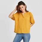 Women's Short Sleeve Crewneck Button-down Placket Top - Universal Thread Gold Xs, Women's, Yellow