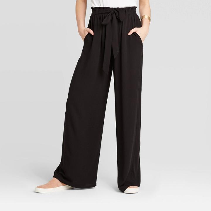 Women's Mid-rise Belted Wide Leg Soft Pants - Xhilaration Black