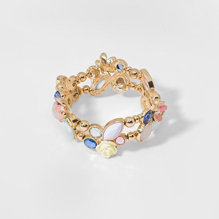 Girls' Floral Stone Occasions Stretch Bracelet - Cat & Jack One Size,