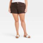 Women's Plus Size High-rise Cargo Midi Shorts - Universal Thread Dark Brown