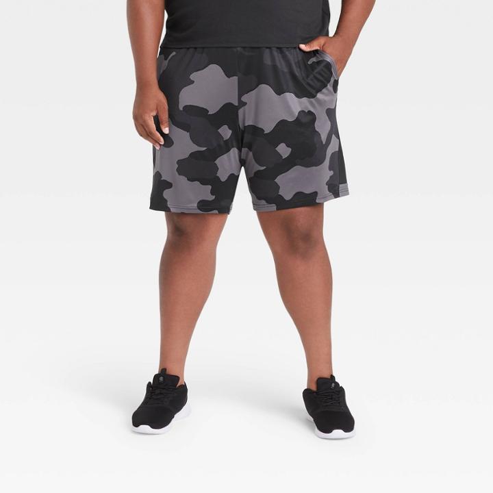 Men's Big & Tall Camo Print Training Shorts - All In Motion Black