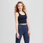 Target Women's Tonal Striped Crop Top - Joylab Navy (blue)