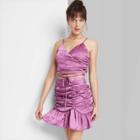 Women's Sleeveless Wrap Top And Ruched Skirt Set - Wild Fable Violet