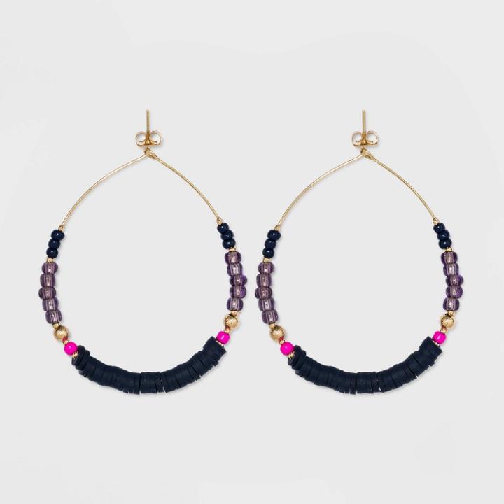 Blue, Pink And Purple Wire Hoop Earrings - A New Day Blue