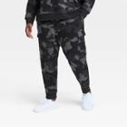 Men's Big Cotton Fleece Cargo Jogger Pants - All In Motion Black Camo Print