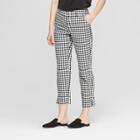 Women's Plaid Straight Leg Slim Ankle Pants - A New Day Black/white