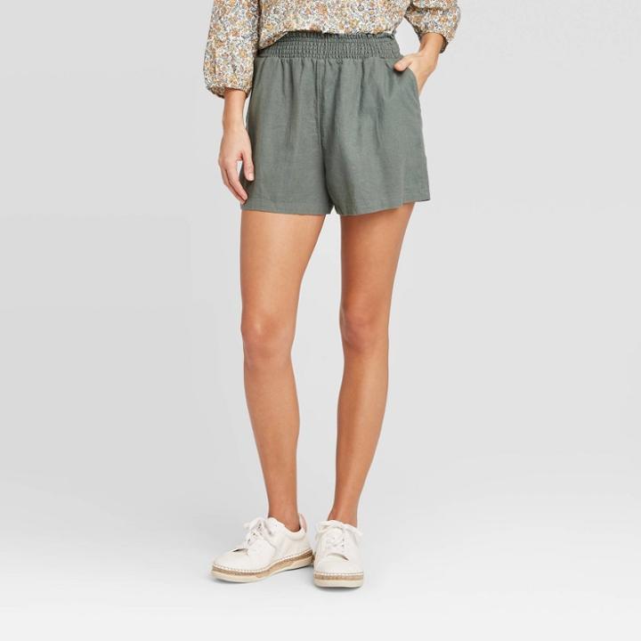 Women's High-rise Pull On Shorts - Universal Thread Olive Xs, Women's, Green