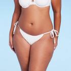 Women's Side-tie Adjustable Coverage High Leg Bikini Bottom - Wild Fable White